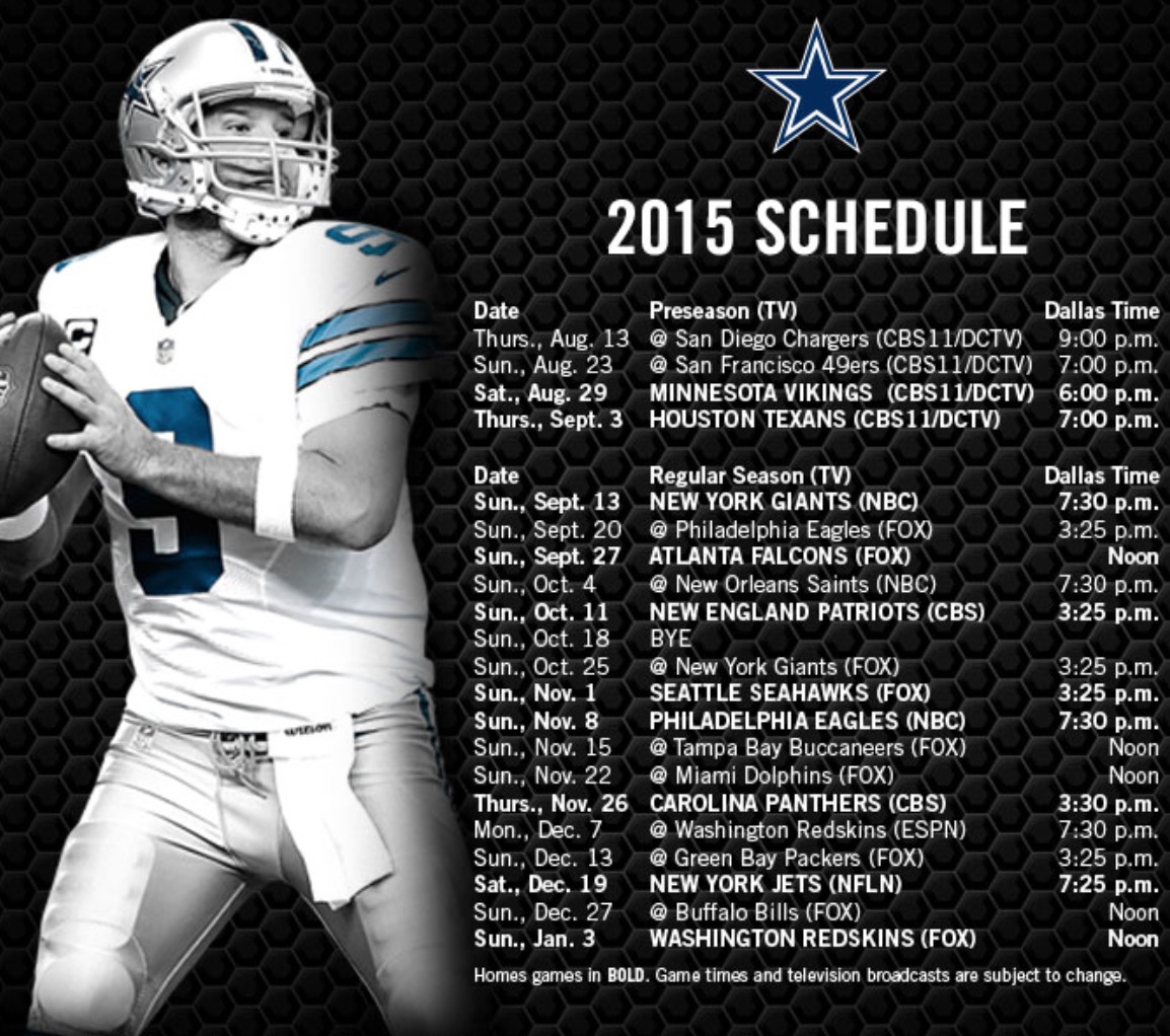 cowboys 2015 schedule